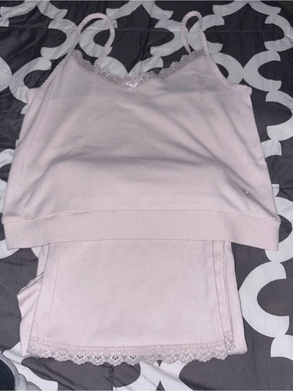 Light Pink Lace-Trim Cami Set